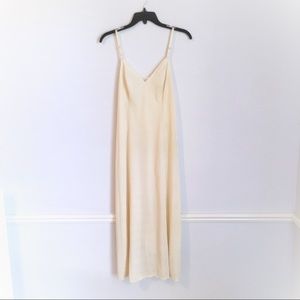 Vintage 80s Full Length Lace Cream Slip Dress